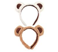 Lovely Bear Ear Headband for Family Gathering Plush Hairhoop Women Face Washing Hairband Cosplay Party Headwear 2PCS