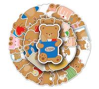 Lovely Bear Vinyl Stickers, 50 PCS Waterproof Illustrated Animal Decals for Laptops, Scrapbooking, Journals, Notebooks, Water Bottles, Suitcases, Phones & DIY Decor
