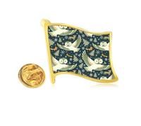 Lovely Birds Owls Dark Floral Patterns Golden Metal Flag Lapel Pin Badge