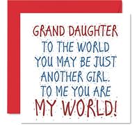 Lovely Birthday Cards for Granddaughter - Grand Daughter You Are My World - Happy Birthday Card from Grandparent, 145mm Card, Greeting Cards Gift for Girls