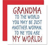 Lovely Birthday Cards for Grandmother - Grandma You Are My World - Happy Birthday Card from Grandson or Granddaughter, Grandparent Gifts, 145mm Grandma Card, Greeting Cards