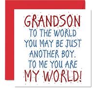Lovely Birthday Cards for Grandson - You Are My World - Happy Birthday Card from Grandparent, Grandson Gifts, 145mm Card, Greeting Cards Gift for Boys