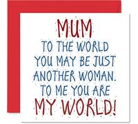 Lovely Mothers Day Cards for Mum - Mum You Are My World - Happy Birthday Card from Daughter or Son, Mother Gifts, 145mm Mother's Day Card Greeting Cards Gift for Mummy Mama
