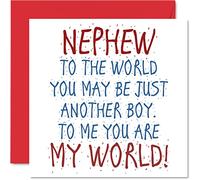Lovely Birthday Cards for Nephew - Nephew You Are My World - Happy Birthday Card from Aunt or Uncle, 145mm Card, Greeting Cards Gift for Men