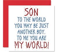 Lovely Birthday Cards for Son - Son You Are My World - Happy Birthday Card from Father or Mother, 145mm Card, Greeting Cards Gift for Men and Boys
