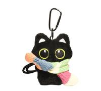 Lovely Black Cat Plush Keychain Adorable Animal Coin Purse Accessory Unique Hanging Pendant for Women and Students