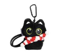 Lovely Black Cat Plush Keychain Adorable Animal Coin Purse Accessory Unique Hanging Pendant for Women and Students