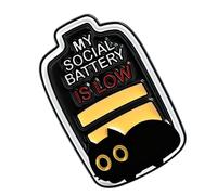 Lovely Black Cats Lapel Badge Featuring Low Social Battery Symbol for Fun Emotional Communication Among Friend Lapel Badges