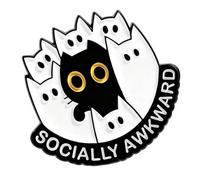 Lovely Black Cats Lapel Badge Featuring Low Social Battery Symbol for Fun Emotional Communication Among Friend Enameled Pins