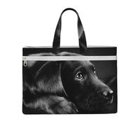 Lovely Black Labrador Dog,Canvas Document Bag Zipper File Tote Bag Handbag Briefcase for School Office