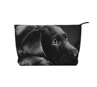 Lovely Black Labrador Dog, Cosmetic Bag Corduroy Makeup Bag Portable Travel Toiletry Bag