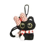 Lovely Black Plush Keychain Adorable Animal Coin Purse Accessory Unique Hanging Pendant for Women and Students Animal Coin Purse