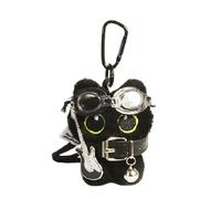 Lovely Black Plush Keychain Adorable Animal Coin Purse Accessory Unique Hanging Pendant for Women and Students Animal Coin Purse
