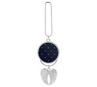 Lovely Blue Background Car Pendant, Rear View Mirror Hanging Ornament, Auto Decor for Rearview Mirror, Keychain Silver-Style