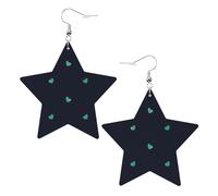 Lovely blue background Prints Leather Star-Shaped Earrings Lightweight And Stylish Accessories For Parties Dances And Everyday Life.