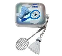 Lovely Blue Badminton Pattern Case for Realme Buds Air7, Headphone Earphone Case Cover with Pendant Accessories