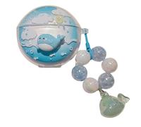 Lovely Blue Dolphin Pattern Case for Oppo Enco Air3i, Headphone Earphone Case Cover with Pendant Accessories