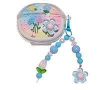 Lovely Blue Mini Flower Pattern Case for Huawei FreeBuds 6i, Headphone Earphone Case Cover with Pendant Accessories
