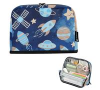 Lovely Blue Rocket Planet Pencil Case Large Capacity Pen Cases Multi-Purpose for College Student School Supply cartucheras para adolescentes