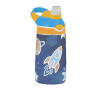 Lovely Blue Rockets Planet Sports Water Bottles with Handle Wide Mouth Leakproof Water Cup for Sports, Travel and School botellas para agua termica