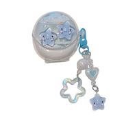 Lovely Blue Star Pattern Case for Oppo Enco Air3, Headphone Earphone Case Cover with Pendant Accessories
