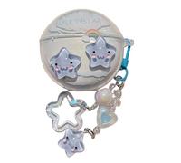 Lovely Blue Star Pattern Case for Oppo Enco Air3i, Headphone Earphone Case Cover with Pendant Accessories