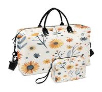 Lovely Bohemian Flower Travel Duffel Bags with Toiletry Bag and Adjustable Strap for Travel Gym Yoga Weekend Duffle Bag