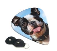 Lovely Boston Terrier 6 Pack Guitar Picks With Holder, Personalized Guitar Plectrums Non-Slip Portable Ukulele Bass Picks 0.71mm For Acoustic Guitar Lovers Gifts