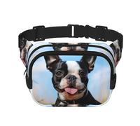 Lovely Boston Terrier Fanny Pack For Women Waterproof Adjustable Belt Bags Waist Pack Fashion Casual Crossbody Bags Bum Bag For Running Workout Hiking Traveling, Black, One Size