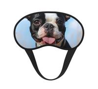 Lovely Boston Terrier Sleep Mask for Side Sleeper, Blackout Sleep Eye Mask Comfortable Blindfold Eyeshade Soft Breathable Sleeping Mask with Elastic Strap Silk Eye Covers for Travel