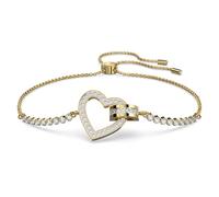 Lovely bracelet, Heart, White, 18K gold finish