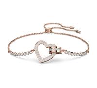 Lovely bracelet, Heart, White, 18K rose gold finish