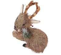 Lovely Brown Grass Lying Deer Figurine Ornament for Christmas Decor