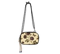 Lovely Brown Rose Flower Light Yellow Black Crossbody Bags for Mens Fashion with Adjustable Strap Cell Phone Purse Go shopping bolsos de marca para mujer