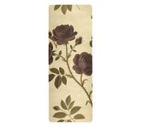 Lovely Brown Rose Flower Light Yellow yoga mat bulk for gym printed, non slip, yoga towel and bag tapete para ejercicio 71x26 inches