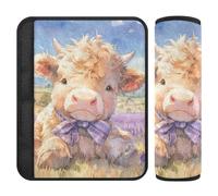 Lovely Brown Scottish Highland Cattle with Lavender car seat Strap Pads,Release Stress to Your Neck and Shoulders,car seat Belt Cover pad for Truck Backpack Most Cars accesorios para