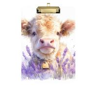 Lovely Brown Scottish Highland Cattle with Lavender Contractors clipboard Plastic for Soccer Truck Driver Size 9 x 12 Gold