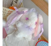 Lovely Bunny Fur Handbag Cute Cartoon Plush Bunny Girls Wallet for Girls Spring Summer Winter (Purple)