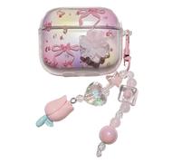 Lovely Butterfly Bow Flower Pattern Case for Oppo Enco Air4 Pro, Headphone Earphone Case Cover with Pendant Accessories