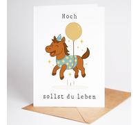 Lovely Cards - Birthday Card Hoch sollst du Leben - Horse Girl Gift - Birthday Card Girl - Horse Gifts for Teenagers - Birthday Cards for Children (DIN A6)