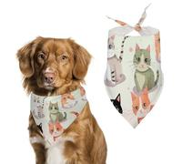 Lovely Cartoon Cats Dog Bandana Triangle Dog Scarf Washable Polyester Dog Bibs Cute Pet Bandana for Medium Large Dogs Puppy and Cats