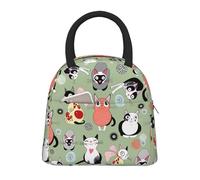 Lovely Cartoon Cats Print Insulated Lunch Bag Portable Leakproof Reusable Tote Work School Picnic Boys Girls