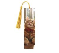 Lovely Cartoon Cats Print Wooden Bookmark Cute Bookmarks,with Tassels Bookmarks 5 Pieces Bookish Gifts