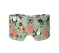 Lovely Cartoon Cats Printed Slumber Eye Shield, Reversible Sleep Gear, Light Blocking Headwrap, for Travel Comfort