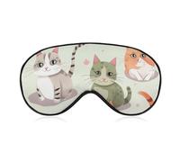 Lovely Cartoon Cats Sleep Mask Soft Comfortable Eye Mask with Adjustable Strap Eye Cover Eye Shade for Men Women Work Travel