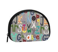 Lovely Cartoon English Letters Print Portable Mini Storage Bag Shell Shaped Wallet Small Coin Wallet Shell Storage Bag