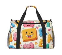 Lovely Cartoon English Letters Print Travel Duffel Bag for Men & Women, Foldable Travel Bags and Spacious Weekender Tote Bag for Storage Toiletry Luggage Personal Item, Black, L