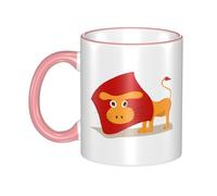 Lovely Cartoon Lion Dual-Sided Edge-Color Ceramic Mug - Premium Handcrafted Ceramic Coffee Mug With Vibrant Full-Edge Printed Design, Smooth Rim & Ergonomic Arc Handle For Home, Office & Gifting