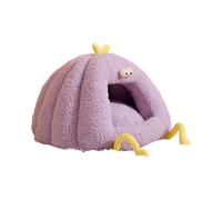 Lovely Cartoon Theme Pet Shelter House with Removable Cushion Winter Warm Bed Semi Enclosed Cave Nest for Dog Cats Soft Dog Bed with Cushion