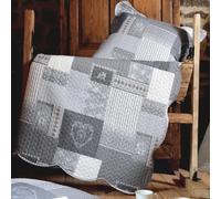 LOVELY CASA Arkansas Quilt 220 x 240 cm + 2 Polyester Pillowcases, polyester, gray, 240x220 cm